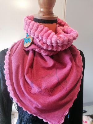 Foulard rhinocéros rose/bleu