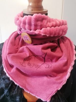 Foulard rhinocéros rose